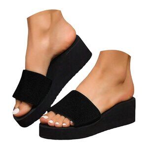 Summer comfy slip on wedge sandals